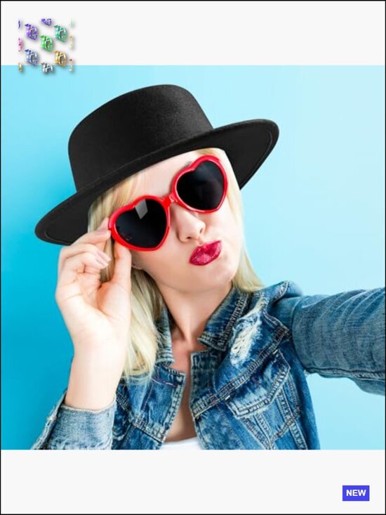 Classic Fedora Hat + Heart Sunglasses Costume Outfit Set main image 5